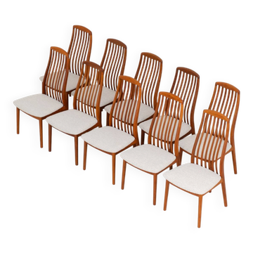 Set of 10 dining chairs by Kai Kristiansen for Schou Andersen (Denmark