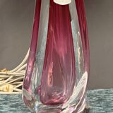 Val Saint Lambert. Two-tone solid crystal lamp (light purple) with high lead content.