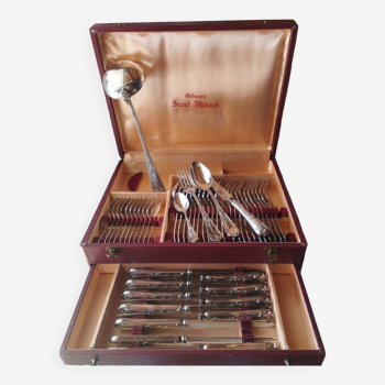 Cutlery set 49 pieces silver metal rocaille model St Médard