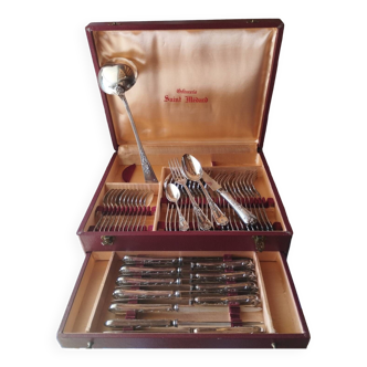 Cutlery set 49 pieces silver metal rocaille model St Médard