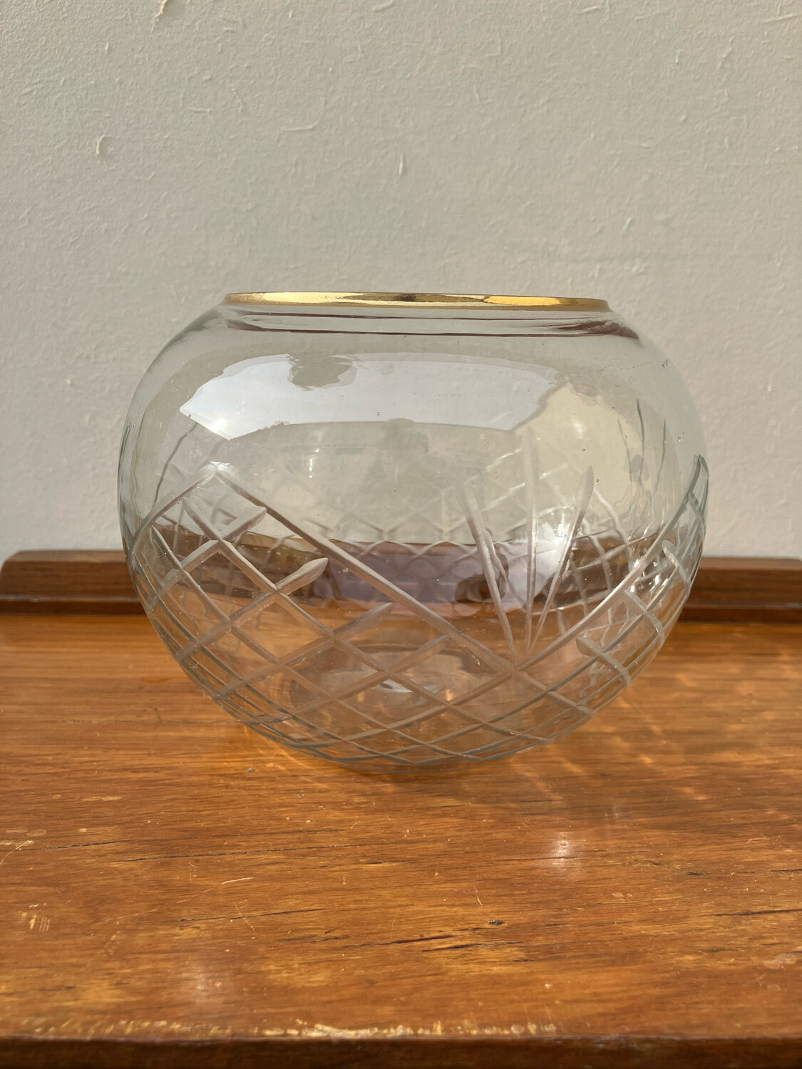 Chiseled glass ball vase