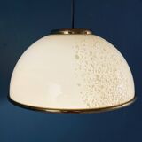 Vintage Murano glass pendant lamp in beige by F. Fabbian, Italy, 1970s.