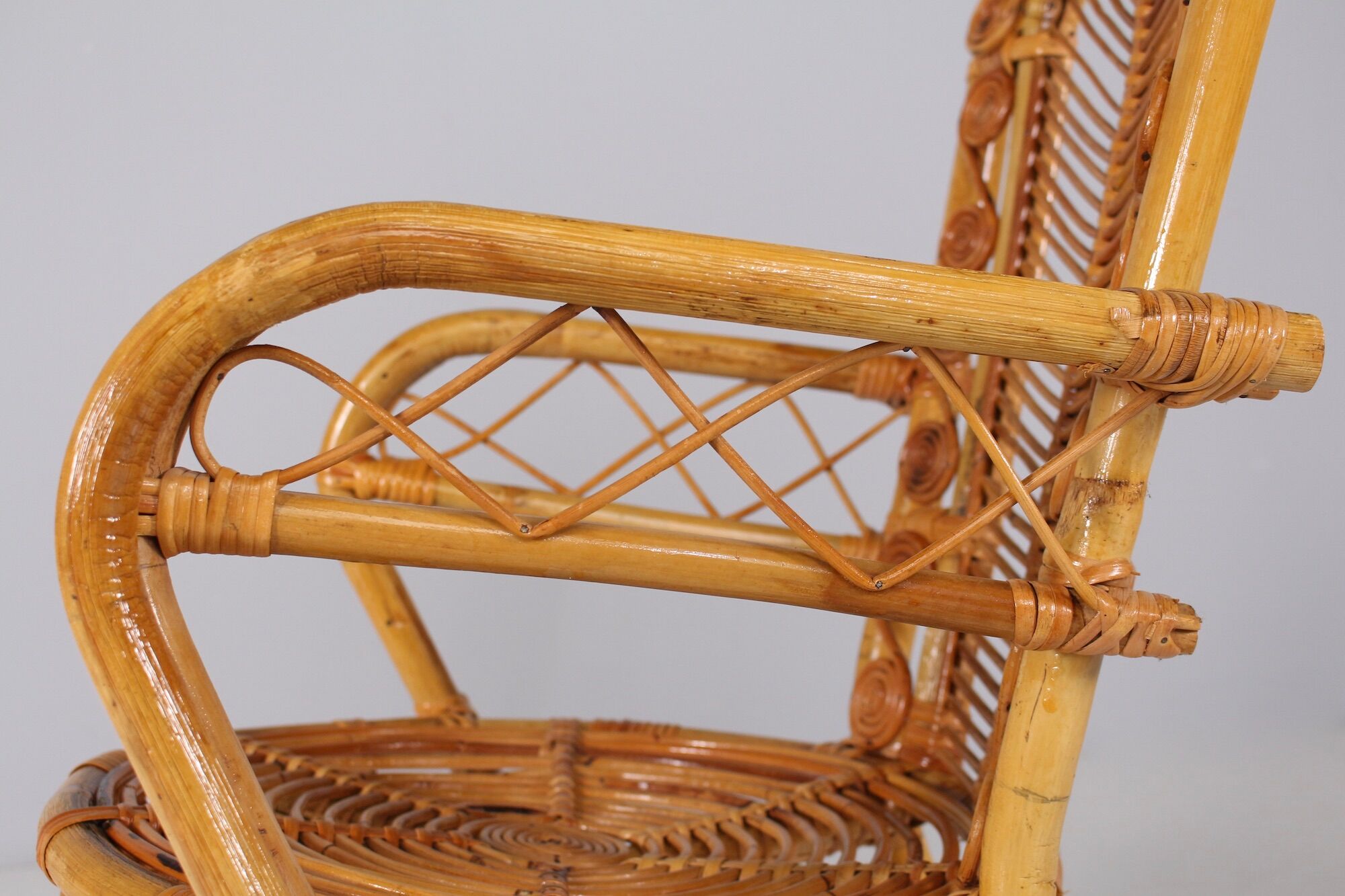2 bamboo armchairs "wicker chairs"