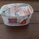 Antique metal box Columbine and Harlequin