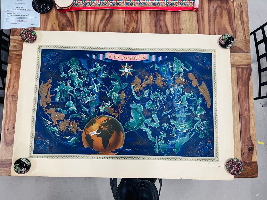 Vintage poster Air France Planisphere by Lucien Boucher