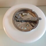 Half moon ceiling lamp in vintage white opaline 60s-70s