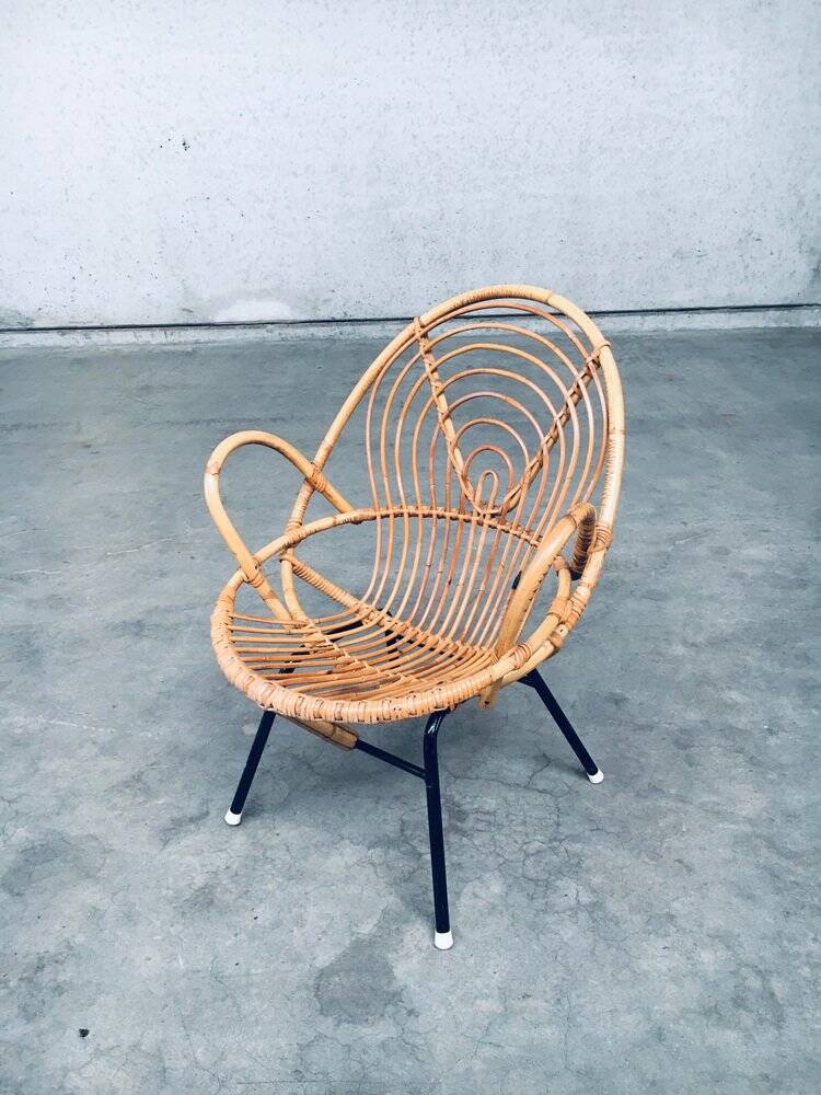 Set of Rattan Lounge Chairs attributed to Rohe Noordwolde, 1960s