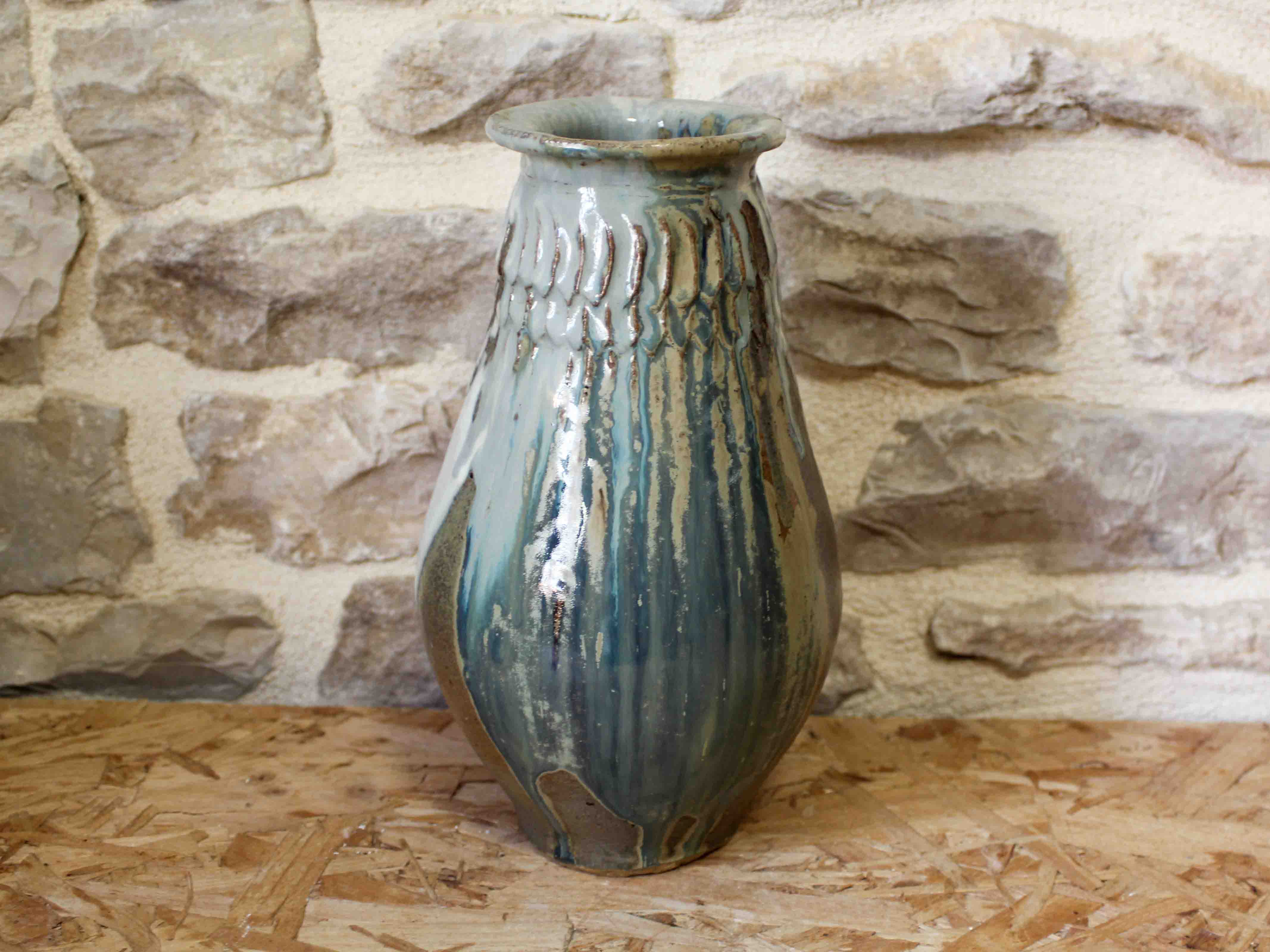Glazed stoneware vase