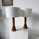Paire de lampes de table bois chêne années 50