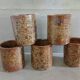 5 mugs / verres anciens en grès pyrite