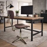 Vintage skai/metal adjustable industrial office chair (40s)