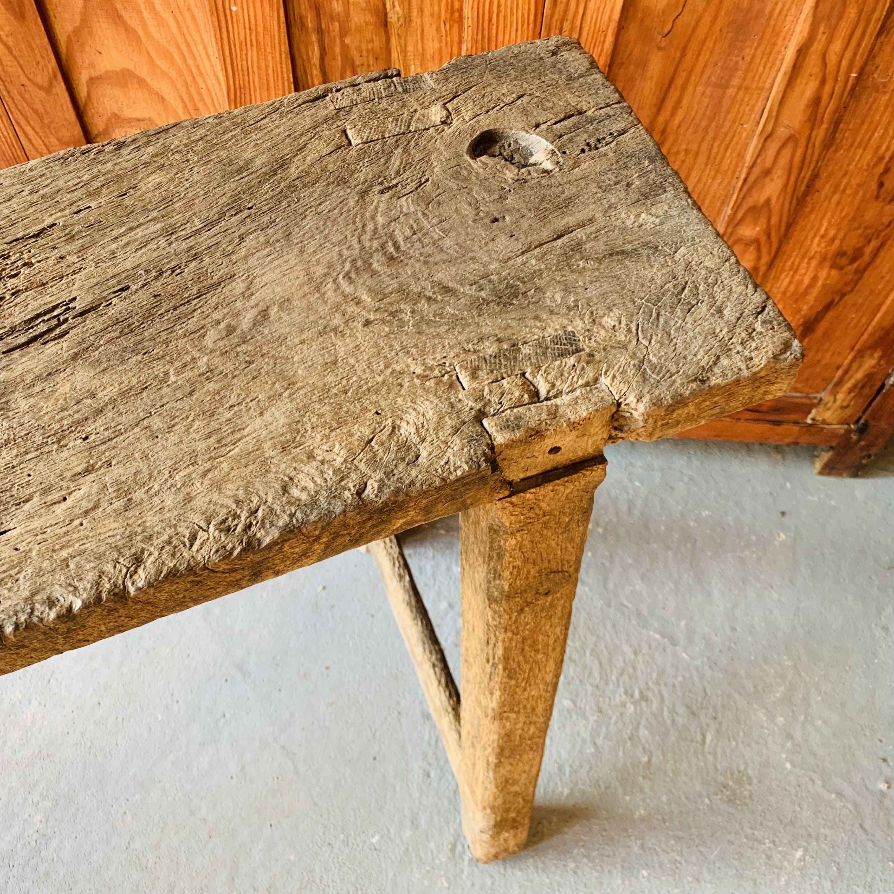 Primitive raw wood console