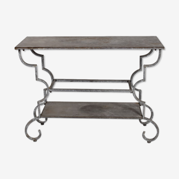 Forged iron patinated table console, 1940s.