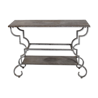 Forged iron patinated table console, 1940s.