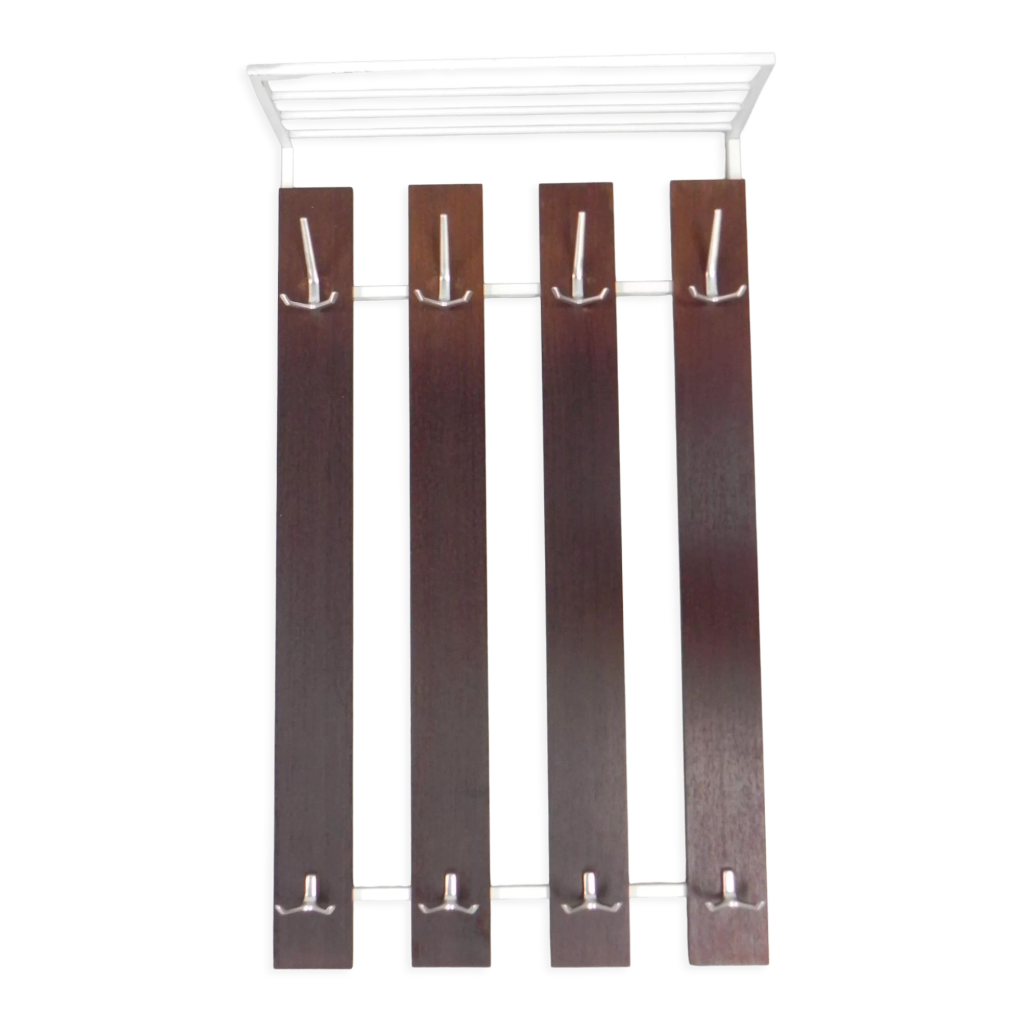 Vintage wall coat rack with 8 hooks and hat shelf