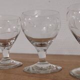 Set of 4 finely engraved vintage port wine glasses