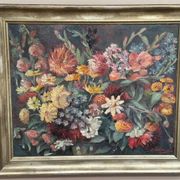 Original Still Life Oil on Canvas “Still Life with Flowers” by F. Wiegand