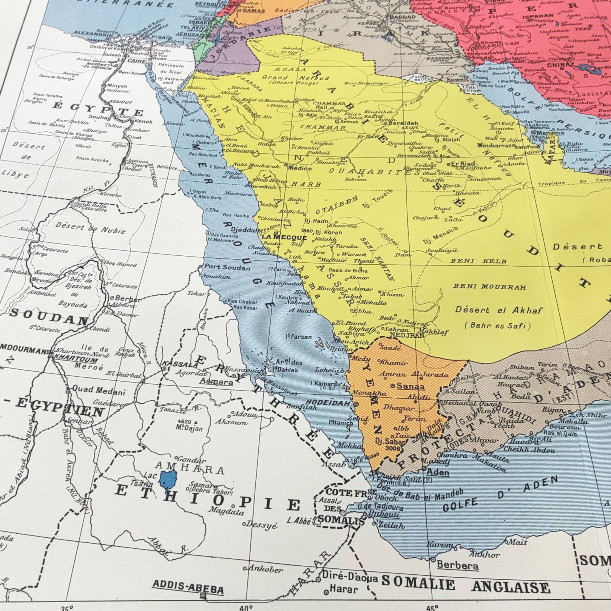 Vintage map of Western Asia 43x43cm from 1950
