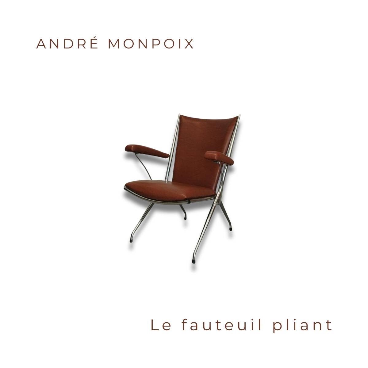 Folding chair attributed to A. Monpoix, modernist design, mid-century, vintage.