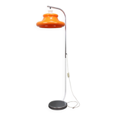 Lampadaire double réglable de style « Space Age » hongrois des années 1970, couleur orange et marron chromé