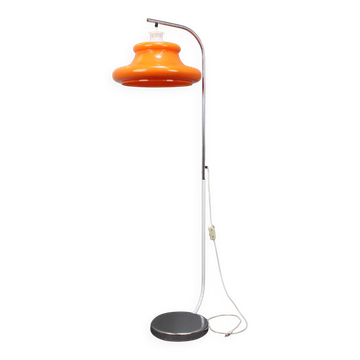 Lampadaire double réglable de style « Space Age » hongrois des années 1970, couleur orange et marron chromé
