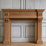 19th-century oak castle fireplace