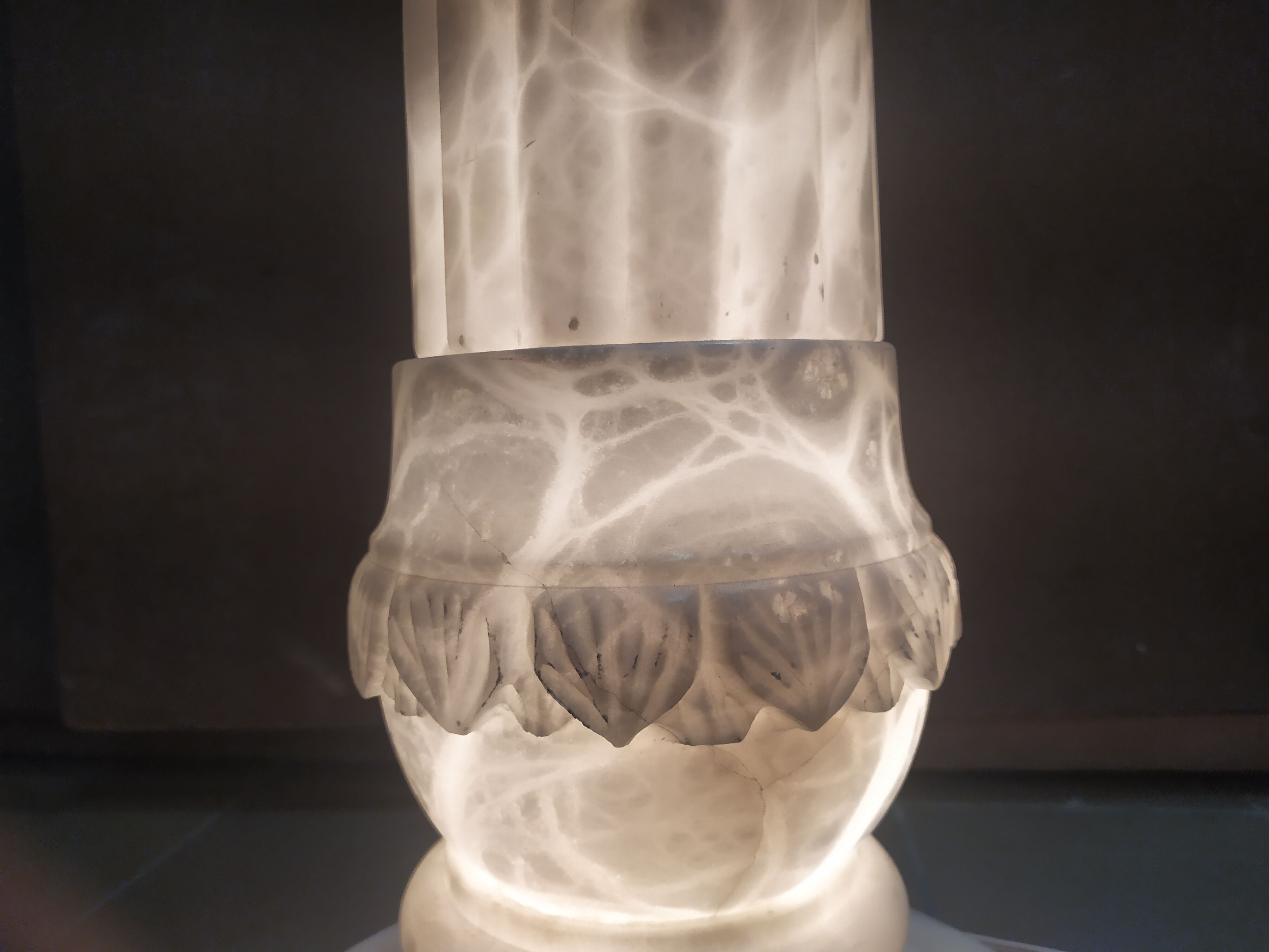 Alabaster lamp on its alabaster light column
