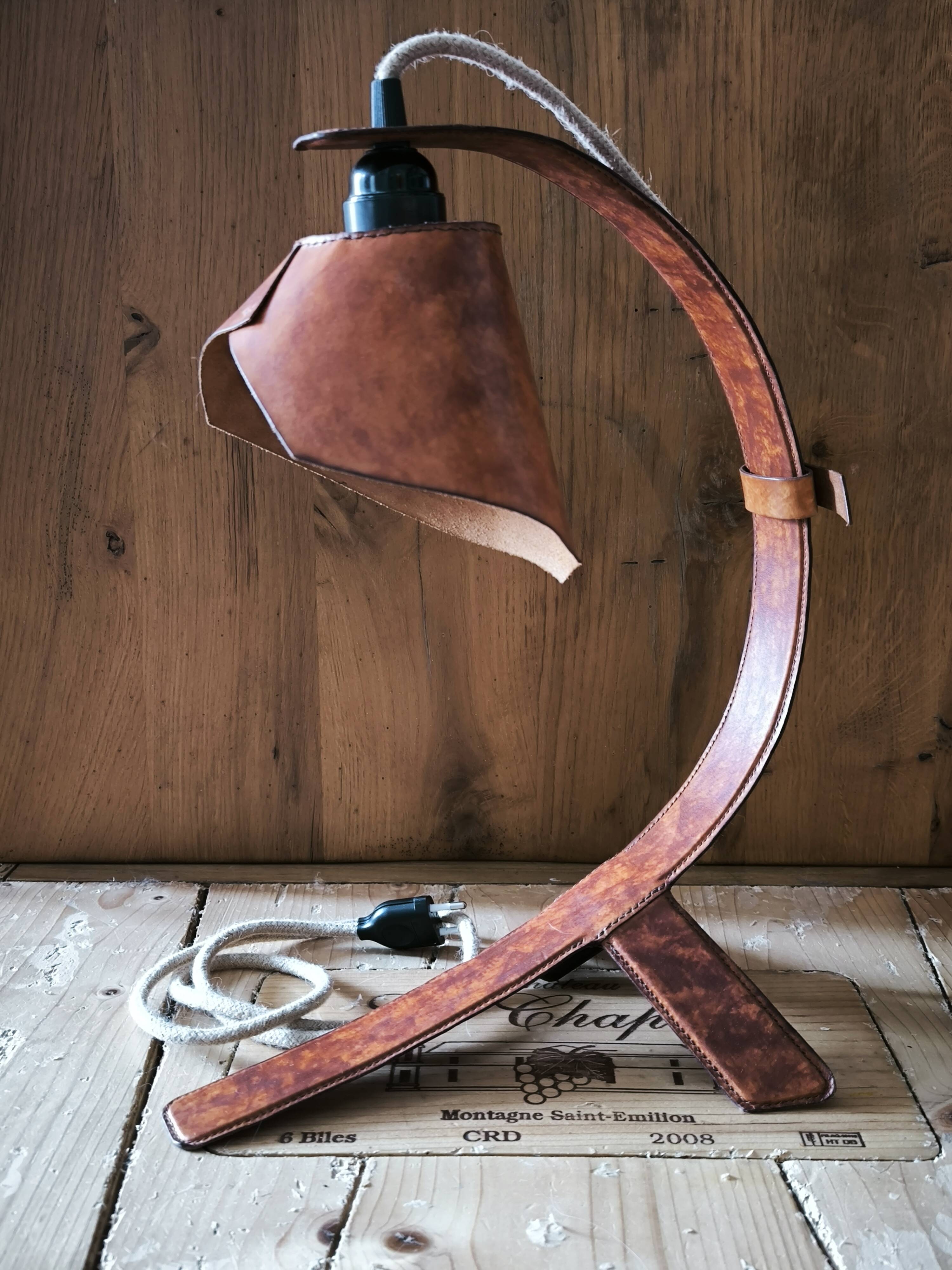 "Organic" Desk Lamp Marble Italian Vegetable Leather & Aluminium