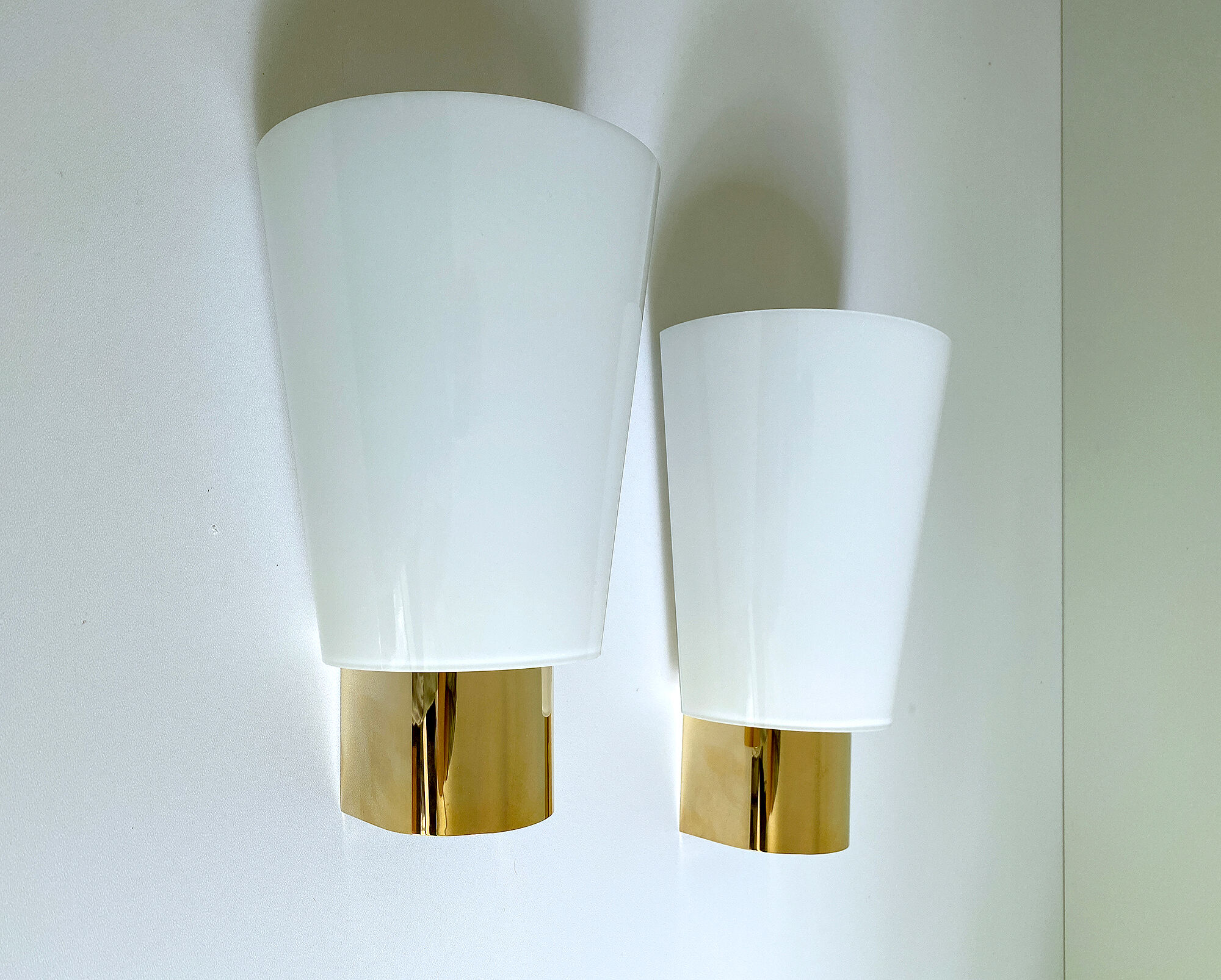 Pair Vintage Wall Lamp Limburg, Golden Brass Glass, 70s