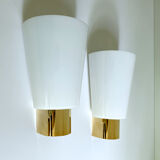 Pair Vintage Wall Lamp Limburg, Golden Brass Glass, 70s