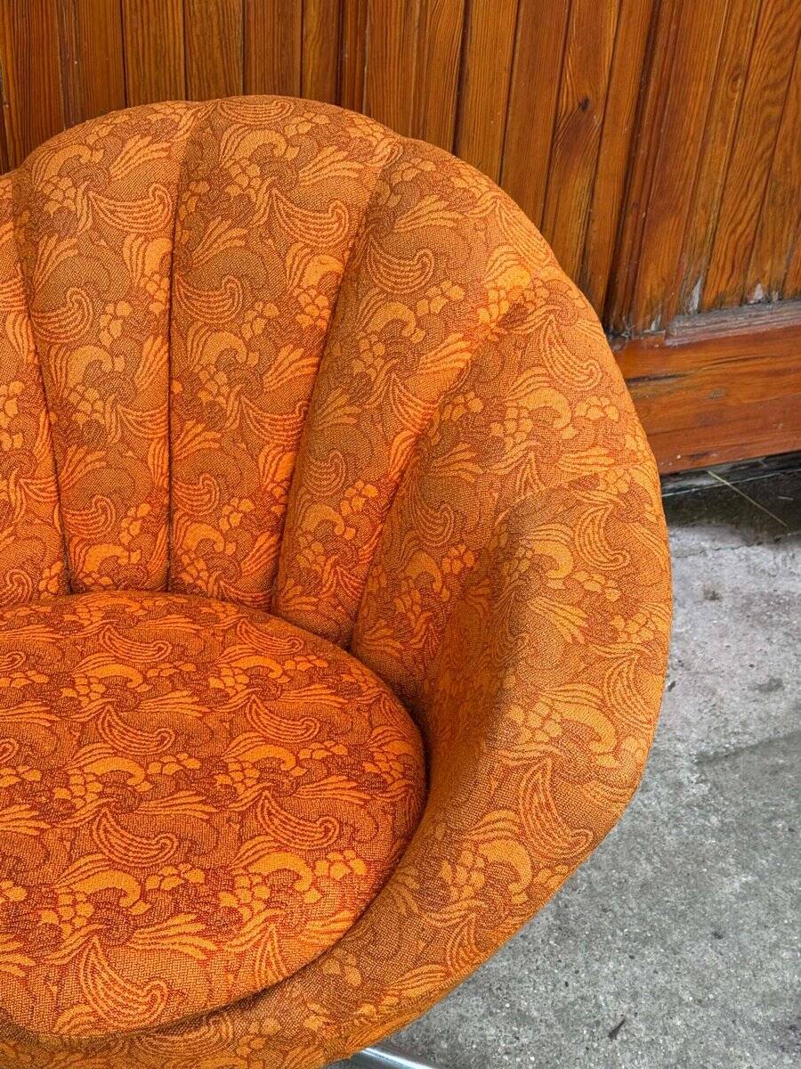 Mid-century metal and fabric swivel chairs, 1960s, set of 2