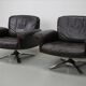 Pair of Vintage De Sede DS-31 Swivel Armchairs in Brown Leather