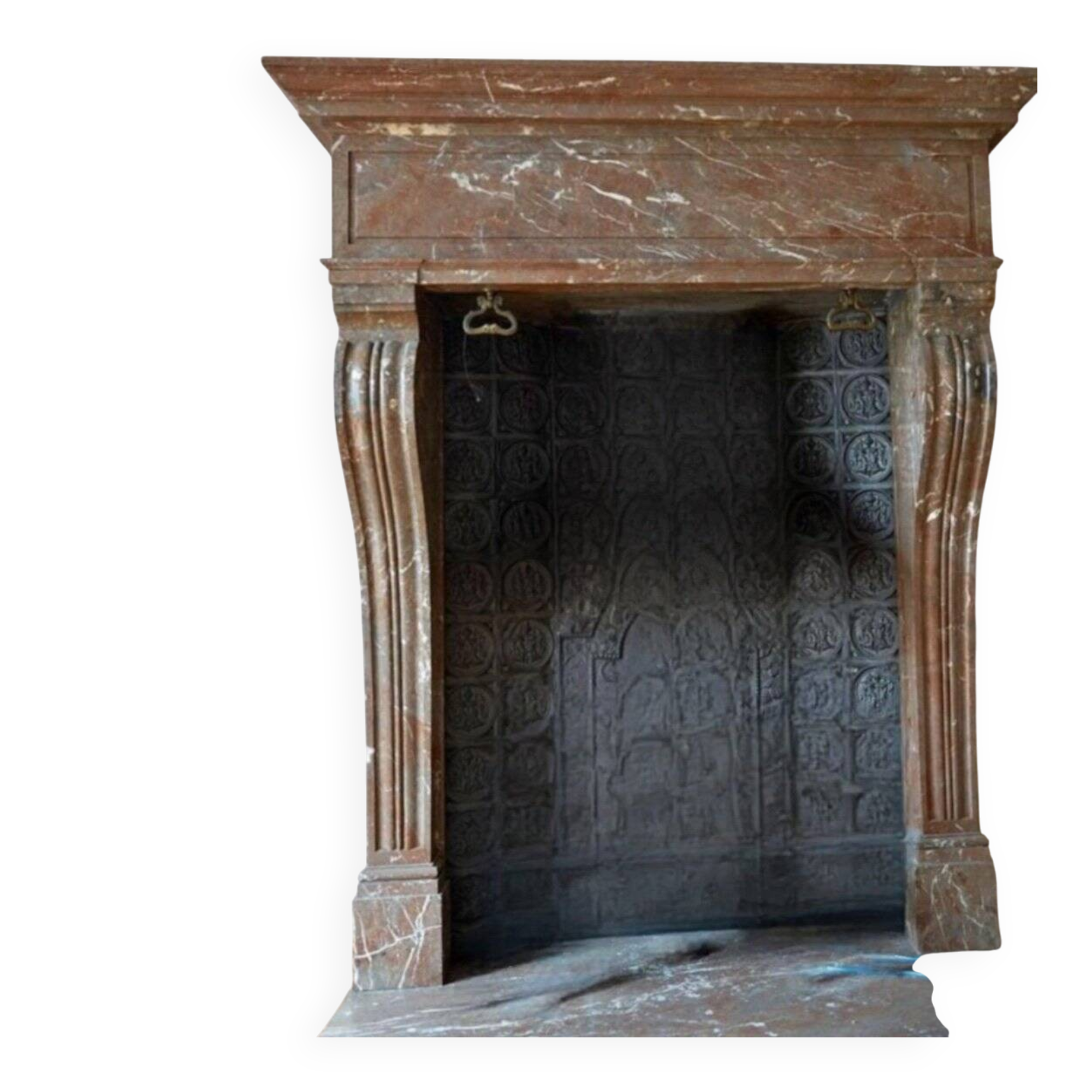 Impressive Napoleon III fireplace in Rance marble, around 1880.