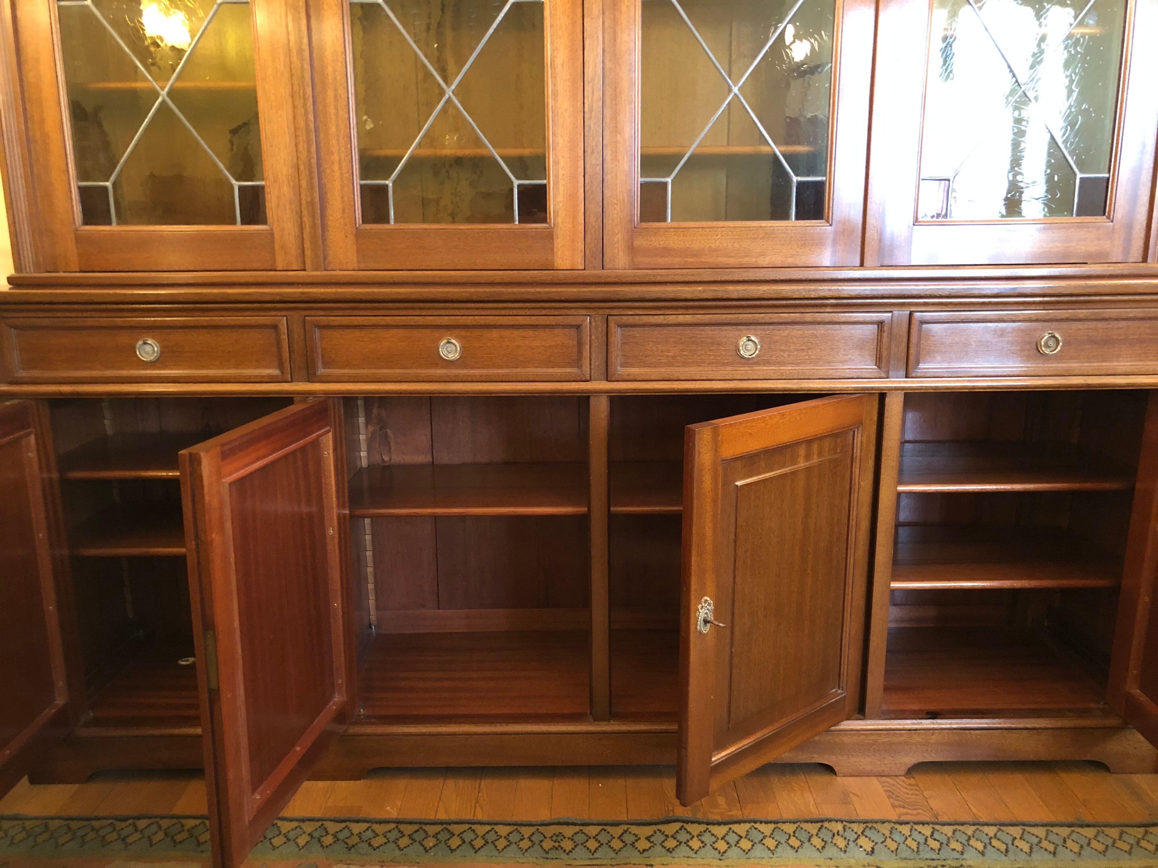 Mahogany wood bookcase and bronze handles