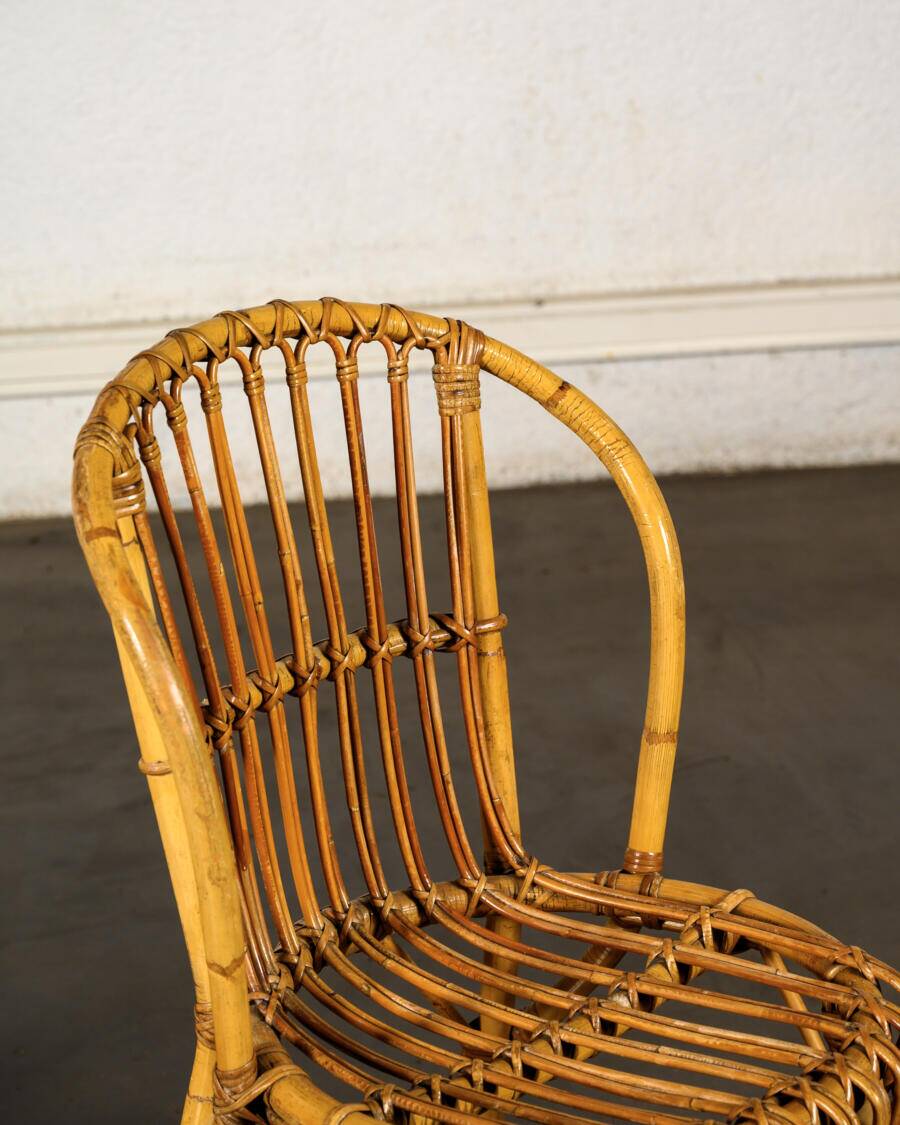 Bureau en rotin et sa chaise