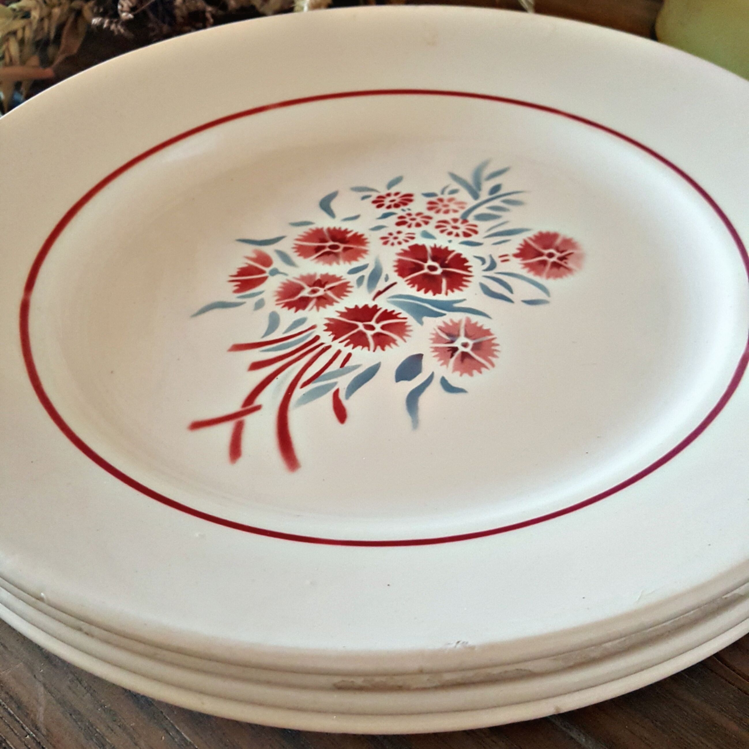 Flat porcelain plates Badonviller model Francine