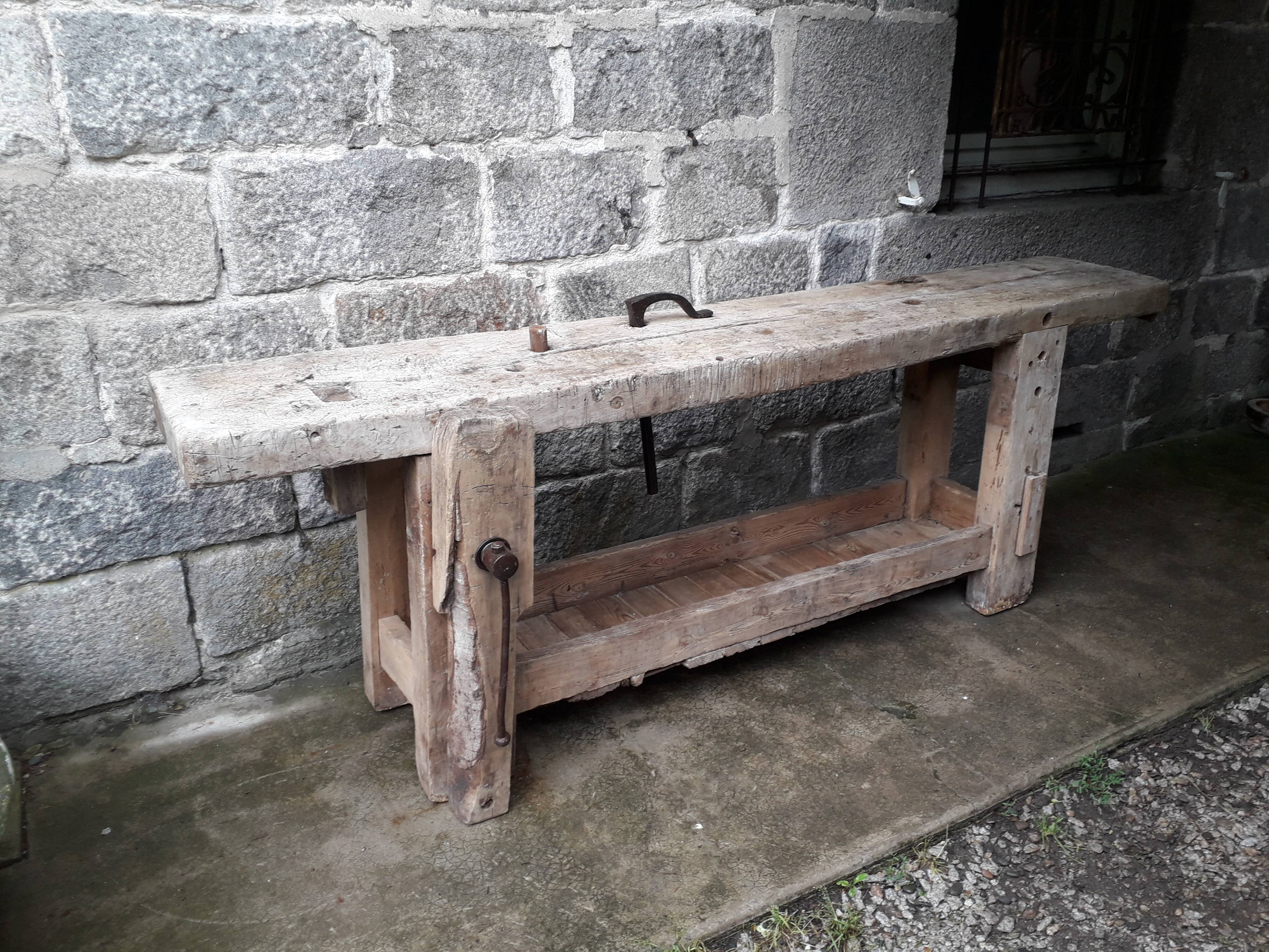Old in solid beech workbench 237 cm