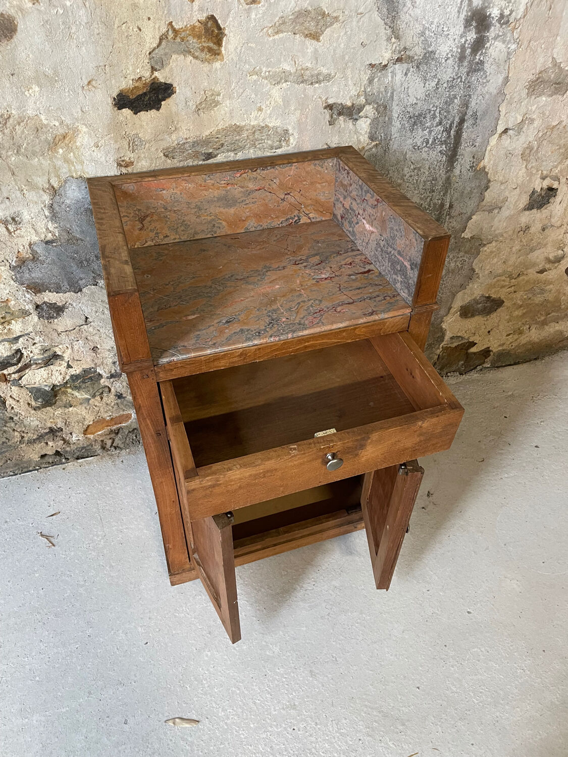 Meuble ancien bois et marbre