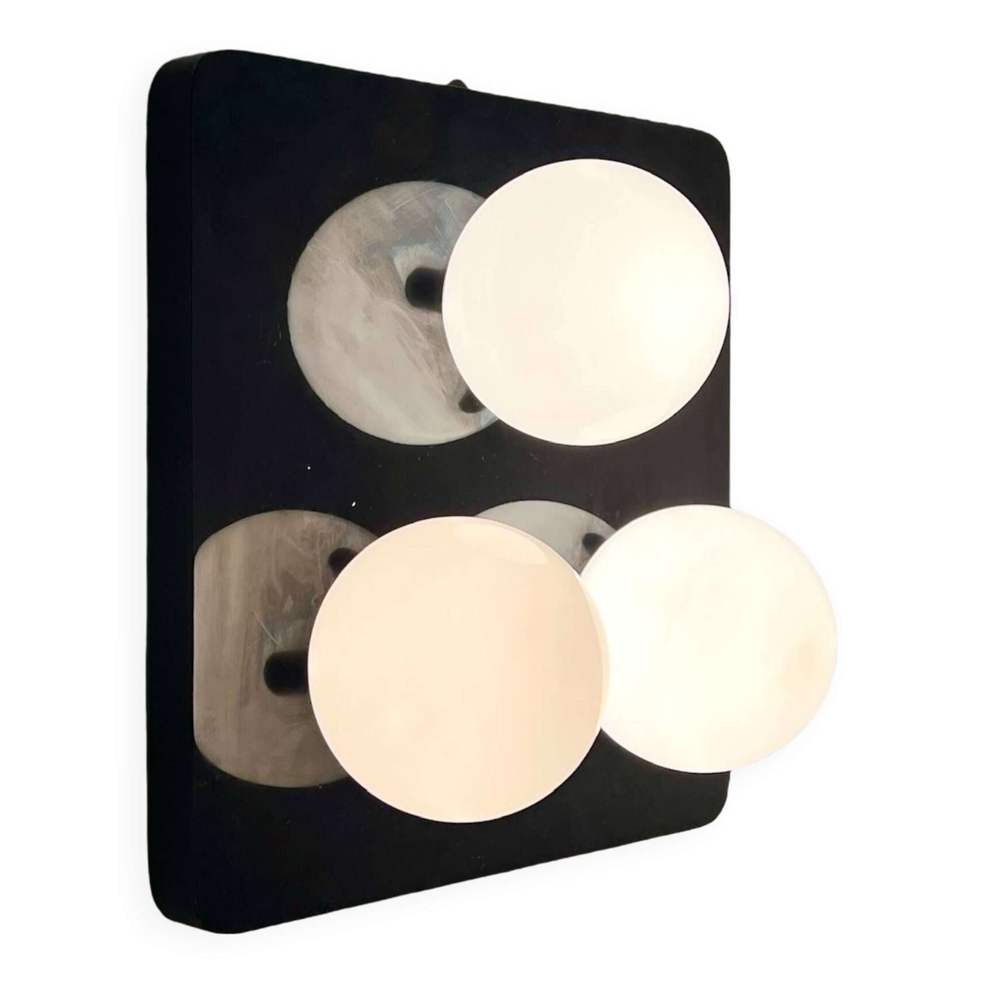 Unique 70s Lamp Wall Panel with Glossy Glass Spheres - Luxury Space Age Lighting