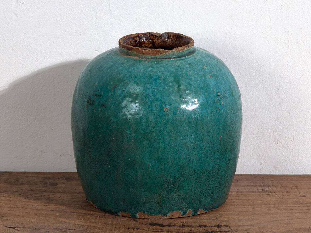 Antique turquoise enamelled vase (c.1820) #30