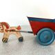Horse cart and tin cart, old pull toy.