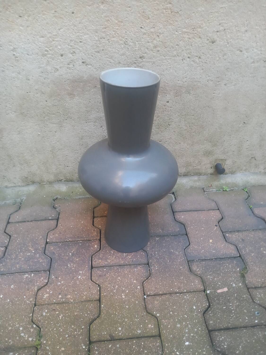 Grey opaline glass designer vase