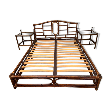 1970s vintage rattan bed