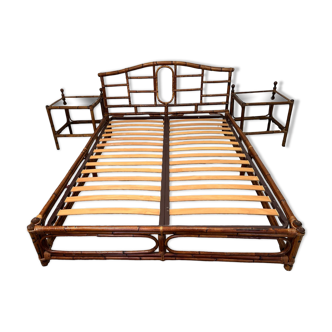 1970s vintage rattan bed