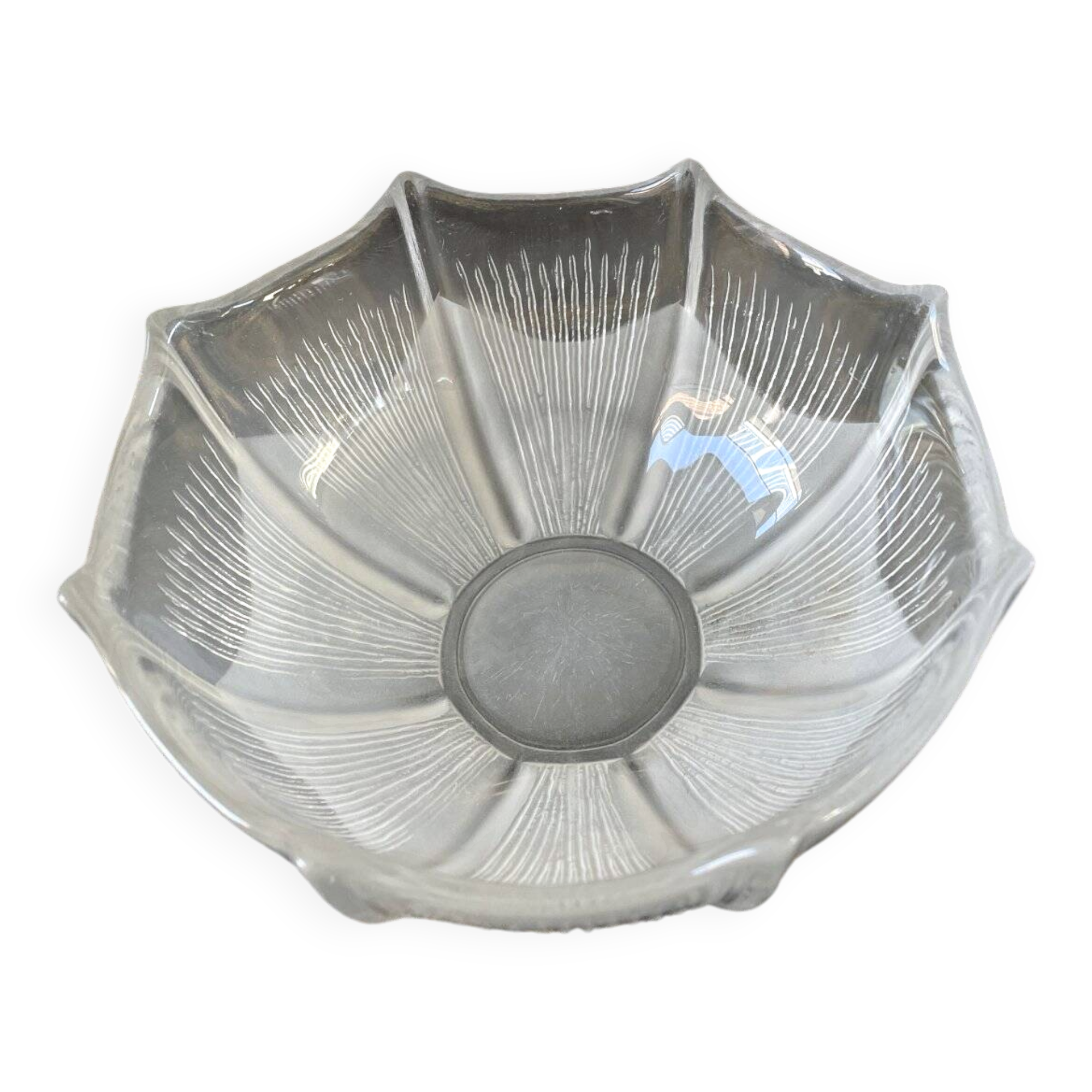 Thick transparent and opalescent glass cup