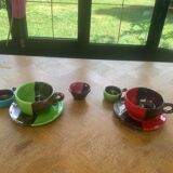 Breakfast service, two-tone glazed ceramic, vintage 1950