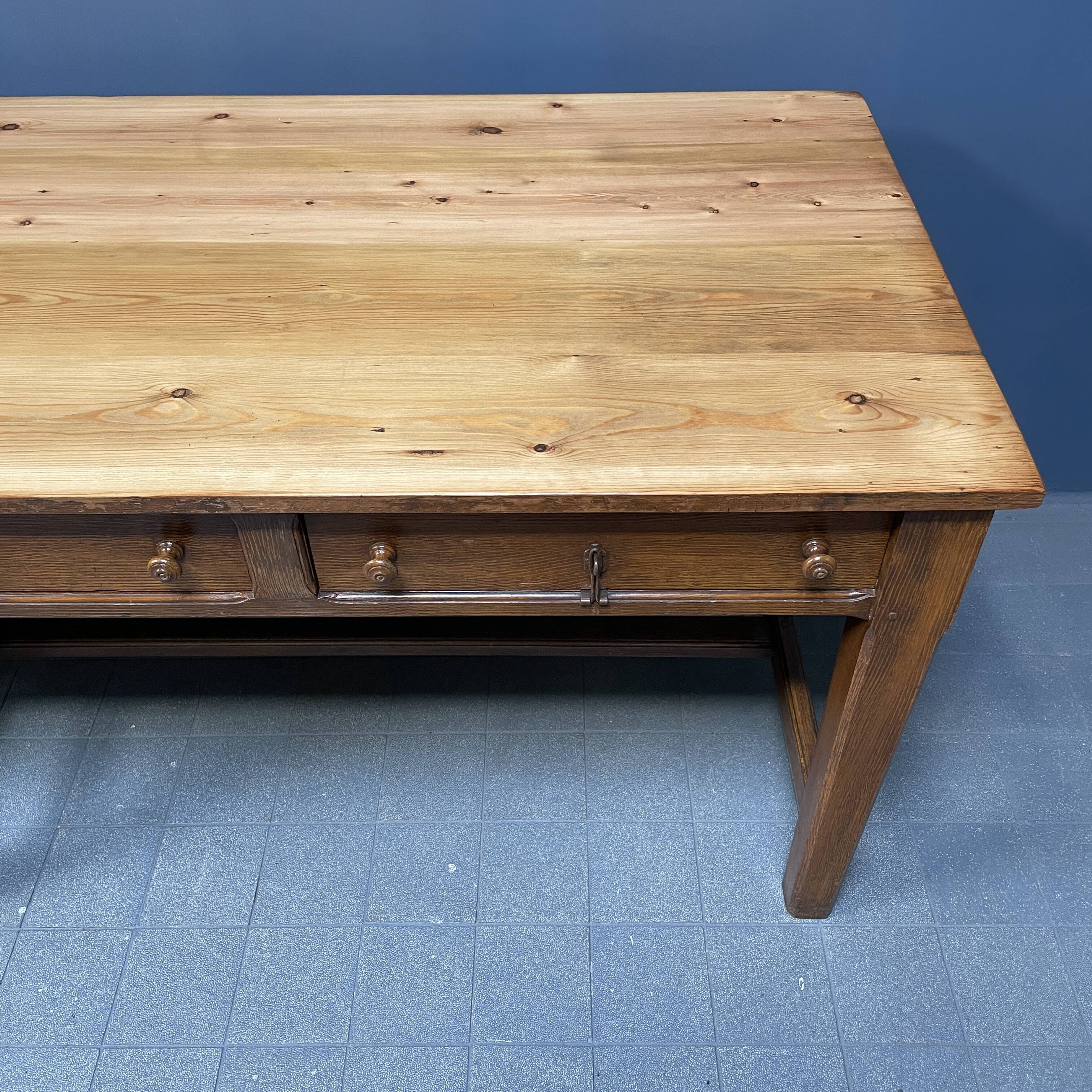 Large antique drapery fabric table
