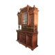 Antique buffet, 2 bodies in solid oak in the Henri II style, with bevelled glass display.