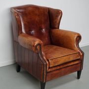 Vintage Dutch club chair in cognac leather, 1970s