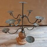 Bougeoir en bois sculpté et fer forgé